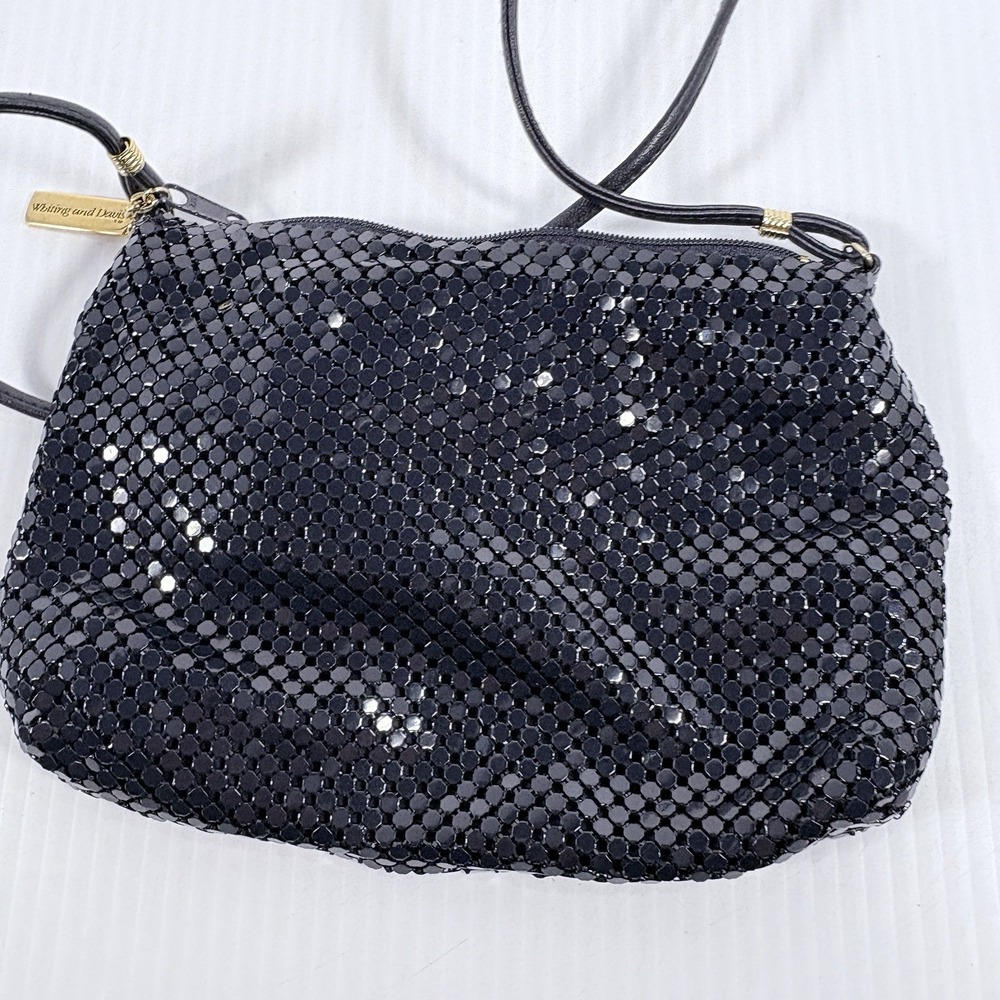 Vintage Whiting Davis Purse Black metal Mesh Flapper Bag - Picture 4 of 10